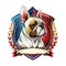 Frenchie french bulldog dog mascot character logo design with badges