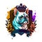 Frenchie french bulldog dog mascot character logo design with badges