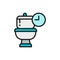 Frequent toilet visits, long time in WC flat color line icon.