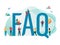 Frequently asked questions concept. People`s with big letter word. Flat cartoon character graphic design. Landing page