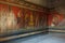 Fresco covers walls of villa of the mysteries in Pompeii (Pompei