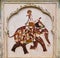 Fresco with elephant and female figures, Galta Ji Mandir temple, Jaipur, Rajasthan, India