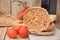 Freselle italian bread baked food on wooden table