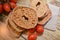 Freselle italian bread baked food on wooden table