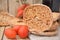 Freselle italian bread baked food on wooden table
