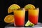 Fresh alcoholic Tequila Sunrise cocktails on board