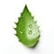 Fresh Aloe Vera Leaf with Water Droplets Isolated on White Background. Generative ai