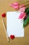 Fresh Anthurium flowers and blank card