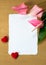 Fresh Anthurium flowers and blank card