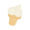 Fresh appetizing white vanilla ice cream cornet vector doodle. Cone whipped creamy dairy dessert