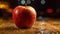 Fresh apple on wet table, a healthy and vibrant snack generated by AI