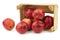 Fresh apples called `red love` in a wooden crate