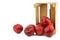 Fresh apples called `red love` in a wooden crate