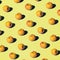 Fresh apples pop pattern on a light beige background. Isometric view with hard shadows. Bio fruits concept