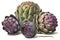 Fresh artichokes isolated on white background, clipping path included. Generative AI animal ai