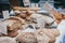 Fresh artisan bread on sale at a street market