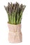 Fresh asparagus in paper packing isolated on a white