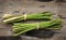 Fresh Asparagus vegetable on wood
