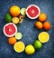 Fresh assorted citrus fruits