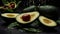 Fresh avocado a dark diet nutrition tropical delicious green organic exotic oil pouring