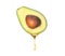 Fresh avocado with dripping oil on white background