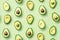 Fresh Avocado Pattern on Light Green Background