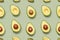 Fresh Avocado Pattern on Light Green Background