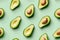 Fresh Avocado Pattern on Light Green Background