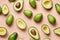 Fresh Avocado Pattern on Light Pink Background