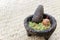 Fresh avocado on traditonal stone molcajete