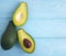 Fresh avocado tropical on a pink wooden lunch appetizer, pattern