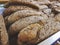 Fresh baked bread in the marketplace, close up