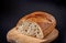 Fresh baked Fermented  Sourdough Buckwheat Bread isolated on blackboard