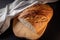 Fresh baked Fermented  Sourdough Buckwheat Bread isolated on blackboard