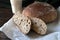 Fresh baked sourdough bread, home made, organic food, healthy eating