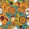 Fresh Bakery Delicious Apple pie Vanilla and walnuts Honey Seamless pattern