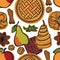 Fresh Bakery Pears, Apples and spice Seamless pattern