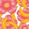 Fresh bananas fruits and flowers pattern