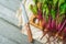 Fresh beet roots on cutting board