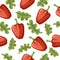 Fresh bell red pepper and green lettuce flat vector vegetable seamless pattern illustration on white background