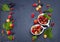 Fresh Berries on Slate Background (Strawberries, Raspberries and