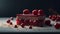 Fresh berry cheesecake slice with raspberry and strawberry decoration generated by AI