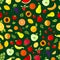 Fresh berry and fruit seamless pattern