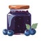 Fresh berry preserves in organic homemade jar