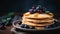 Fresh berry stack on homemade pancake plate generated by AI