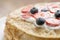 Fresh blinis or crepes with fresh berries and cream