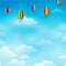 Fresh Blue Sky With White Clouds And Hanging Balloons