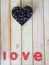 Fresh blueberries in hearth shape basket with love message