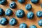 Fresh blueberry on a wooden table. Top view. Fresh bilberry closeup.