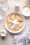 Fresh boiled dumplings in a light plate on a light background.